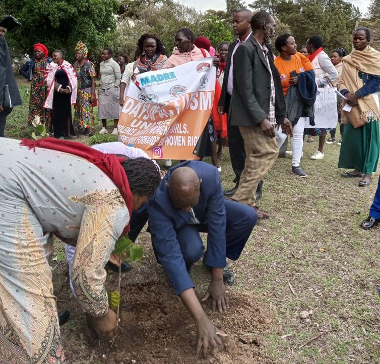 Tree planting during the launch of 16 days of activism